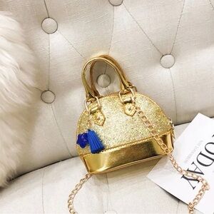 Sparkling Gold Kids Handbag with Top handles